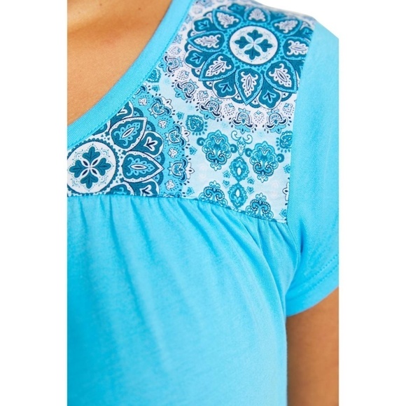 LAST ONE!!! New Women's V-Neck Tee and Short Pajama Set Blue Size Large - Picture 4 of 14